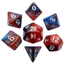 Mini Polyhedral Dice Set Red/Blue w/White